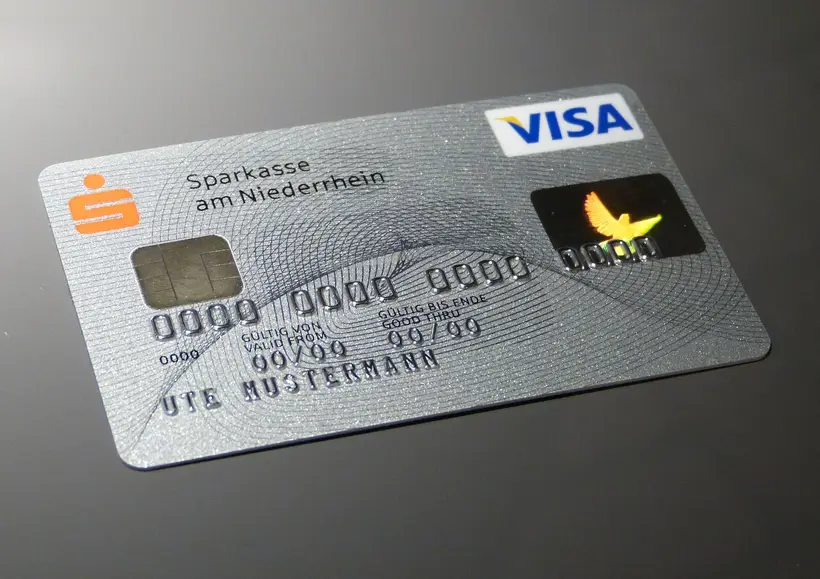 A payment card being used for an online purchase